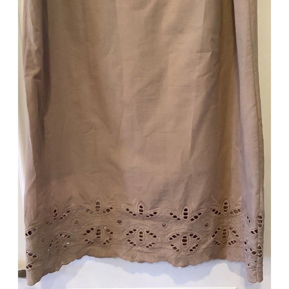 Free/Quent Dress Size Large Silver Mink Tan Brown 100% Cotton Eyelet Sleeves - Picture 10 of 16